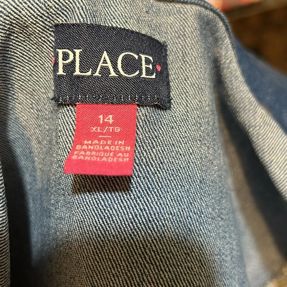 The Childrens Place Girls Denim Jacket Medium Wash Blue Jean Trucker Size 14 XL